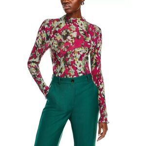 Women's BOSS Esami Floral Print Top in Floral Rain Fantasy Size Medium